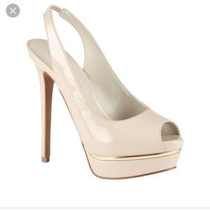 Aldo nude patent peep toe heels